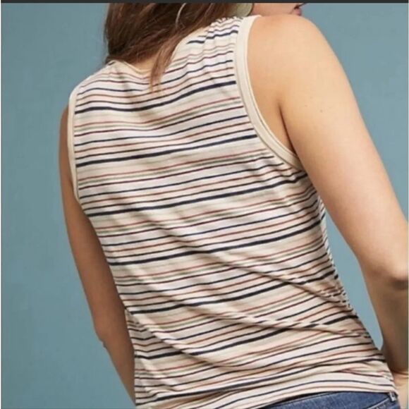 Anthropologie Bordeaux Gatineau Striped Twist Tank Size Small Multicolor V Neck - Picture 8 of 8